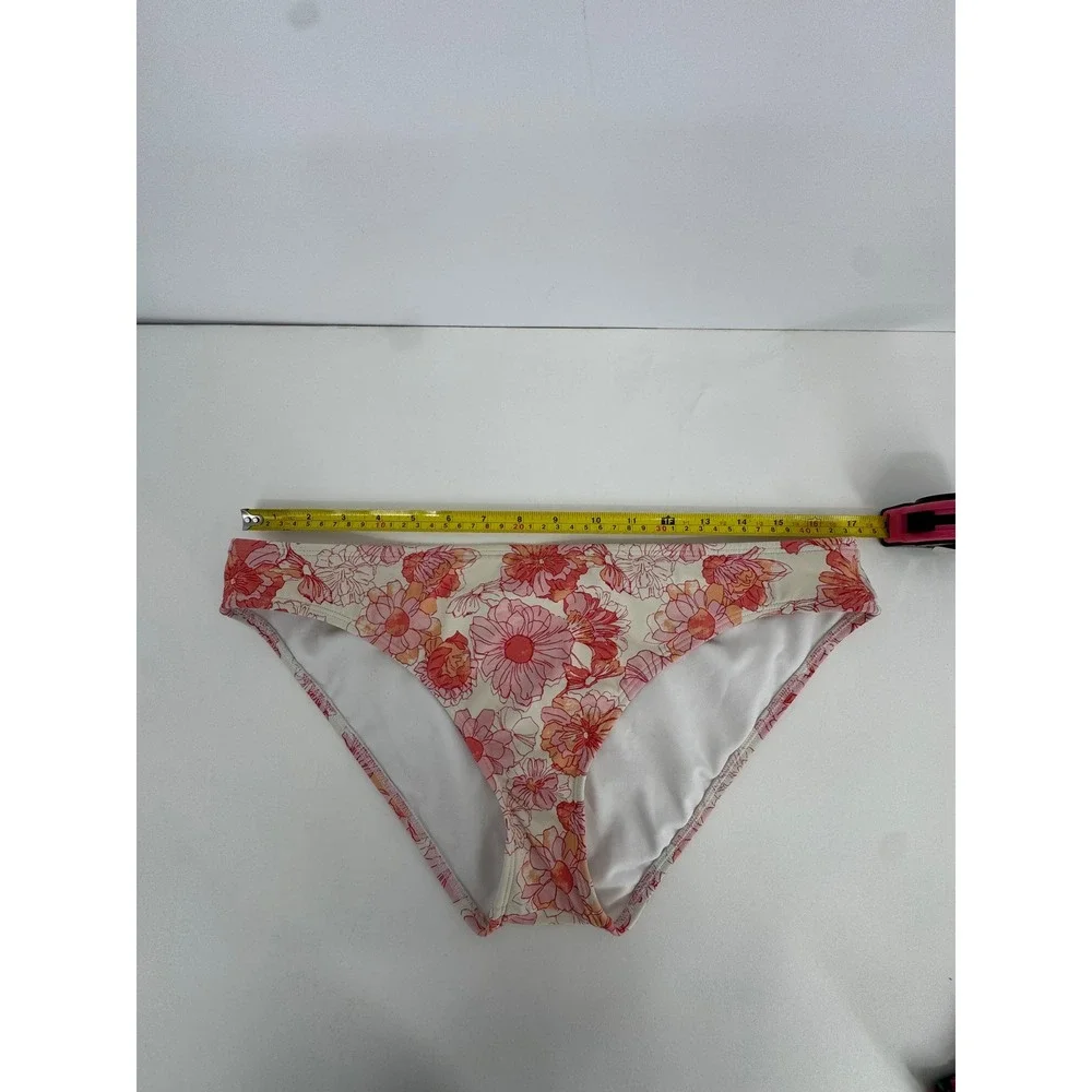 Shade & Shore Womens Floral Bikini Bottoms Pink Orange White Swim‎ Briefs Sz L